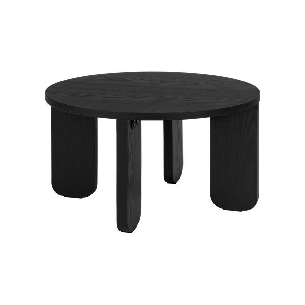 Črna okrogla klubska mizica z mizno ploščo v hrastovem dekorju ø 55 cm Kuvu – noo.ma