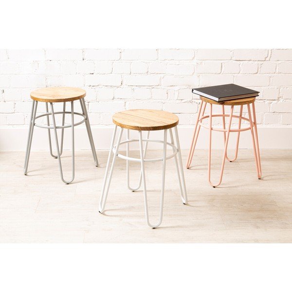 Siv/v naravni barvi stolček iz masivnega bresta District – Premier Housewares-image-2