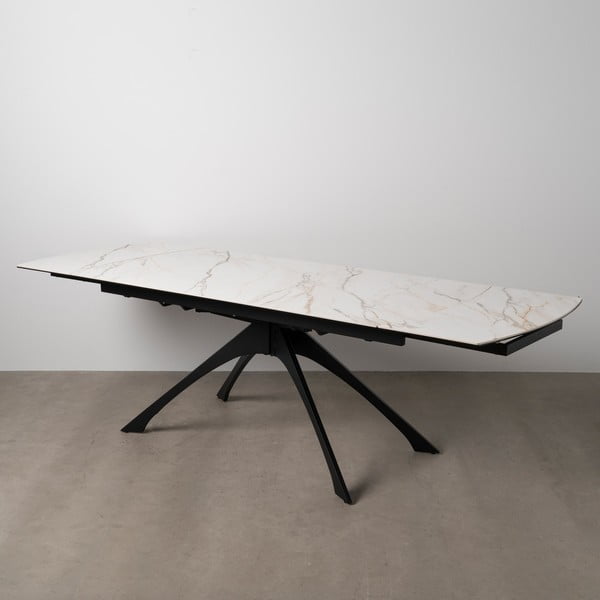 Raztegljiva jedilna miza z dodatno ploščo z mizno ploščo v marmornem dekorju 90x180 cm Rocía – Ixia-image-2
