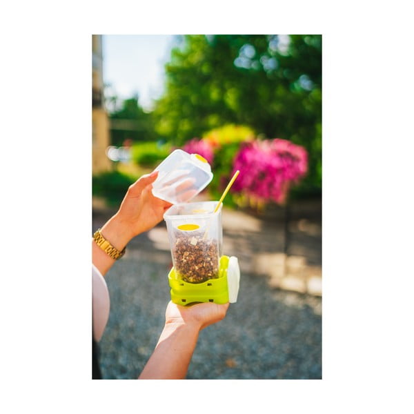 Zelena posoda za malico in kosilo z jedilnim priborom, Vialli Design, 650ml+230m-image-1