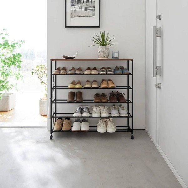 Črno kovinsko stojalo za čevlje 90,5x87x26 cm Tower – YAMAZAKI-image-2