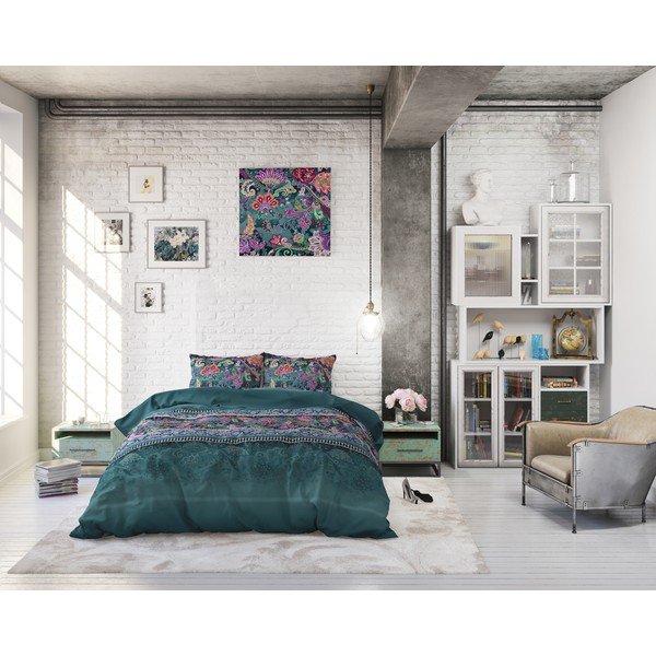 Zelena posteljnina za zakonsko posteljo Sleeptime Paisley, 200 x 220 cm-image-4