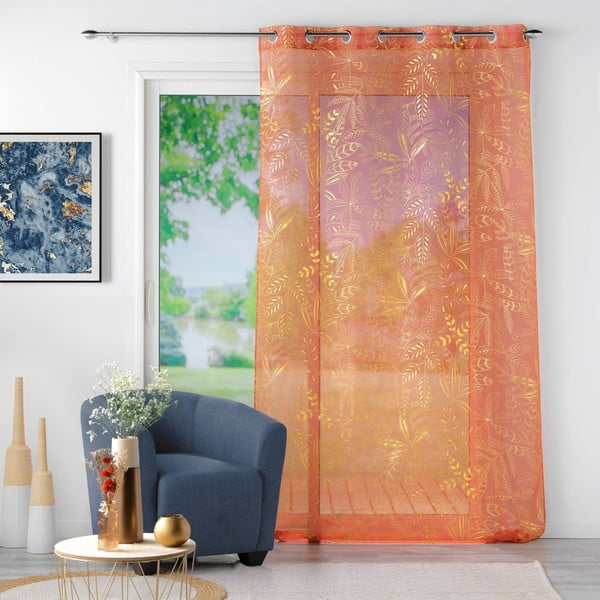 Oranžna prosojna zavesa iz tančice 140x280 cm Belflor – douceur d'intérieur-image-2