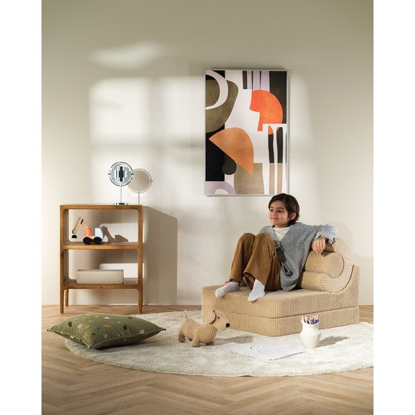 Svetlo rjav otroški fotelj iz rebrastega žameta Flipster – Wigiwama-image-3