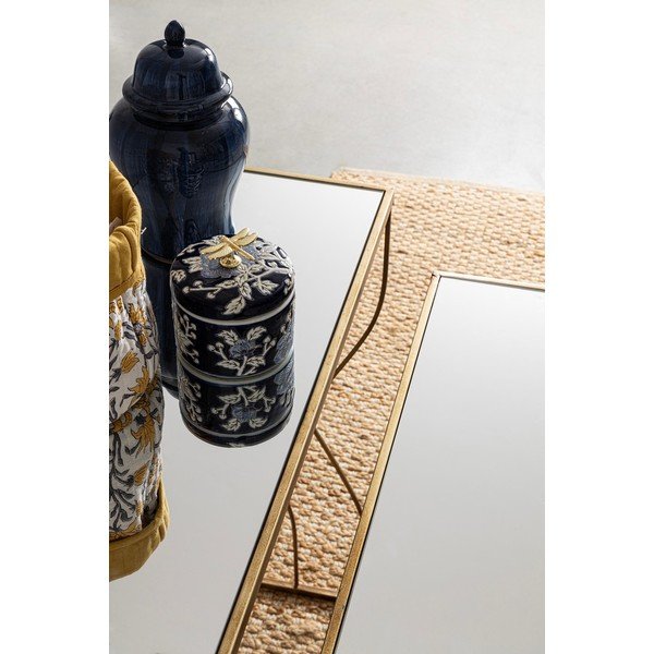 Stranske mizice v kompletu 2 ks s stekleno mizno ploščo v zlati barvi 33x104 cm Elenor – Bizzotto-image-1