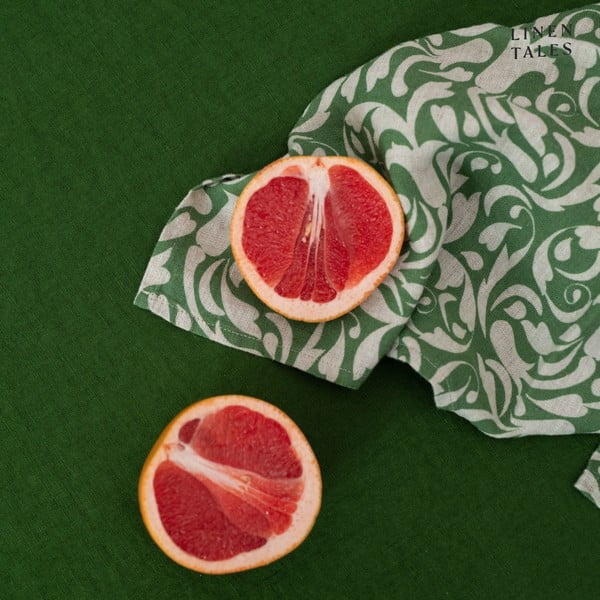 Lanena kuhinjska krpa 45x65 cm Evergreen Damask – Linen Tales-image-2