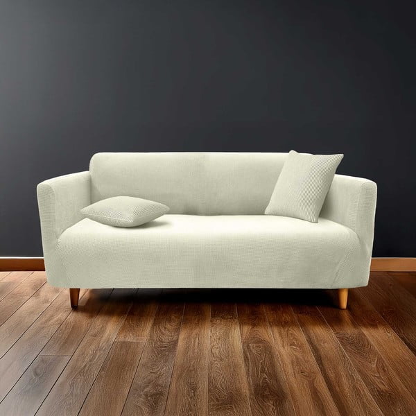 Kremno bela raztegljiva prevleka za sedežno garnituro za trosed Sacha – douceur d'intérieur