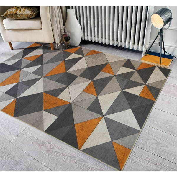 Sivo-oranžna preproga Floorita Shapes, 80 x 150 cm-image-1