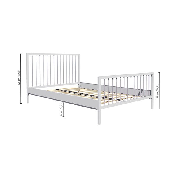 Bela kovinska postelja z letvenim dnom 120x200 cm Breeze – Kalune Design