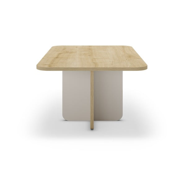 Kremno bela/v naravni barvi mizica z mizno ploščo v hrastovem dekorju 56x100 cm Hillary – Marckeric-image-3