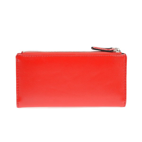 Rdeča denarnica iz usnja Carla Ferreri, 10,5 x 19 cm