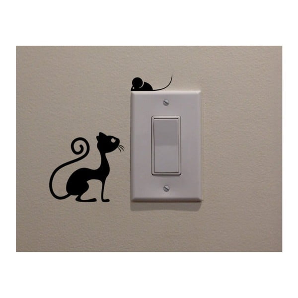 Dekorativna nalepka Cat & Mouse, višina 11 cm