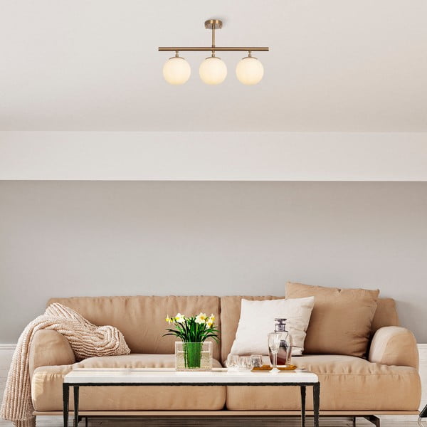 Stropna svetilka v bronasti barvi s steklenim senčilom ø 15 cm Atmaca – Opviq lights-image-3