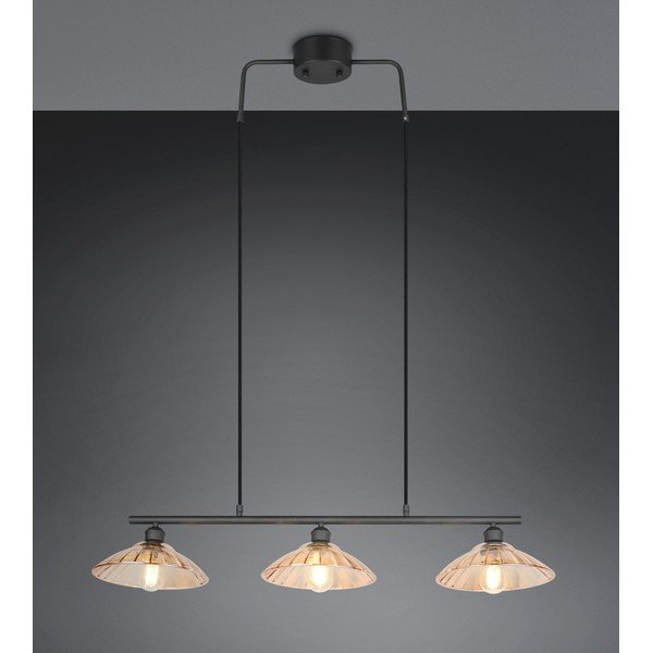 Črna/jantarna kovinska viseča svetilka s steklenim senčilom Eluna – Reality-image-1