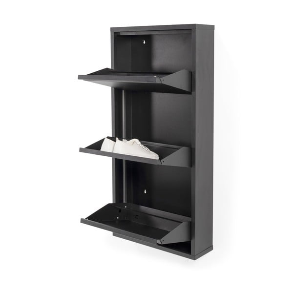 Črna kovinska preklopna omarica za čevlje 50x103x15 cm Billy – Spinder Design-image-2