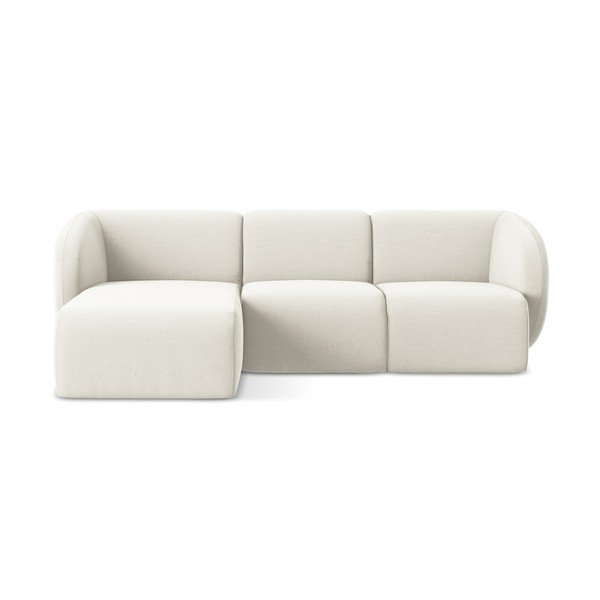 Bež žametna kotna sedežna garnitura (levi kot/z ležalnikom) Lani – Makamii