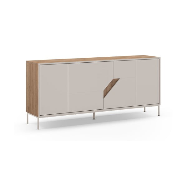 Kremno bela/naravna komoda v hrastovem dekorju 180x80x40 cm Lilou – Marckeric-image-2