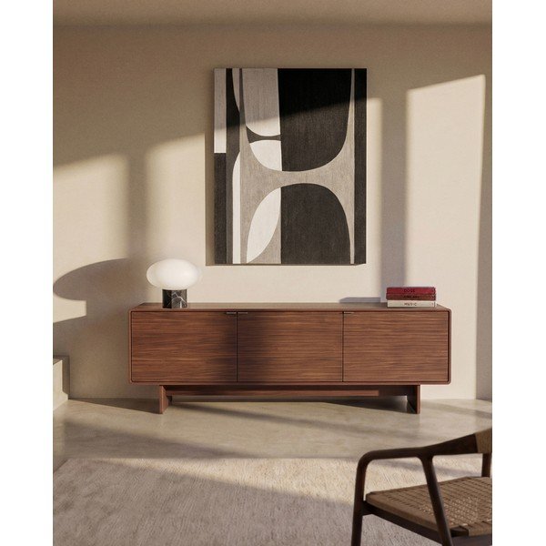 TV omarica v orehovem dekorju v temni naravni barvi 150x46x40 cm Norlen – Kave Home-image-1