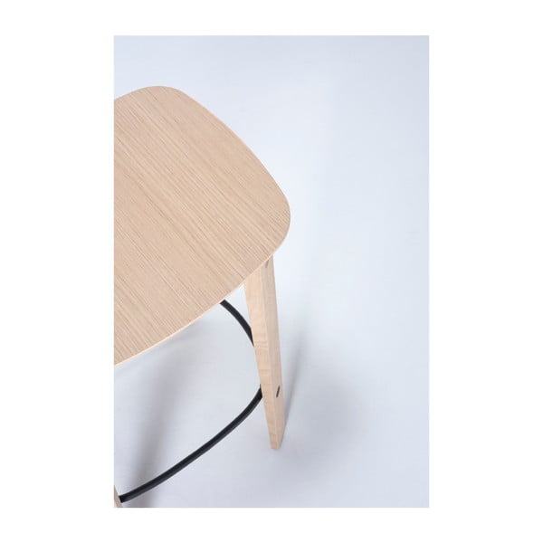 Barsko stol iz masivnega hrasta v naravni barvi (višina sedeža 65 cm) Nora – Gazzda-image-4