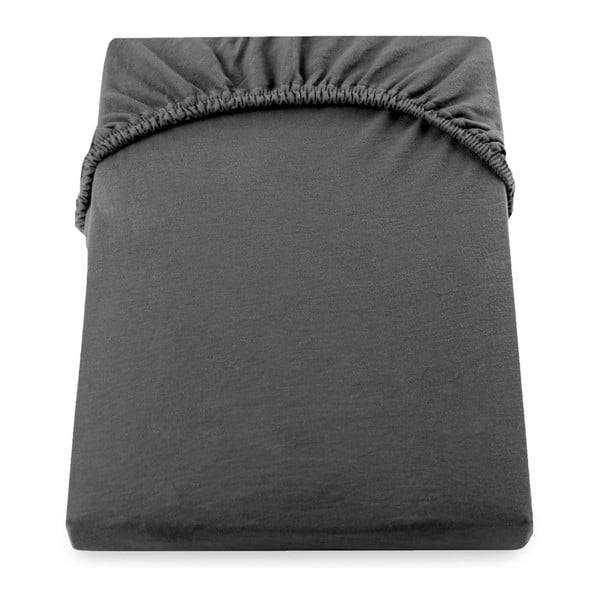 Temno siva elastična rjuha DecoKing Nephrite, 100/120 x 200 cm
