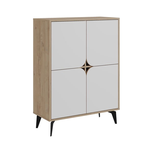 Bela/naravna omarica v hrastovem dekorju 90x120 cm Nola – Marckeric-image-2