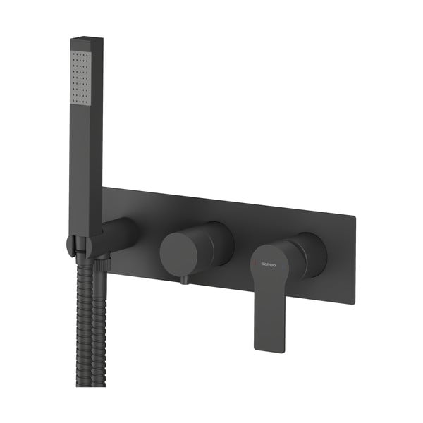 Mat črna vgrajena armatura za tuš (2 izhoda) Pax – Sapho-image-2
