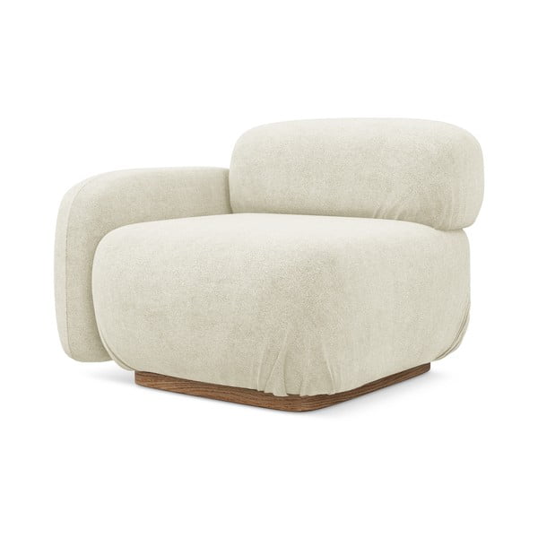 Kremno bel modul za sedežno garnituro iz tkanine bouclé (levi kot) Ailani – Makamii-image-2