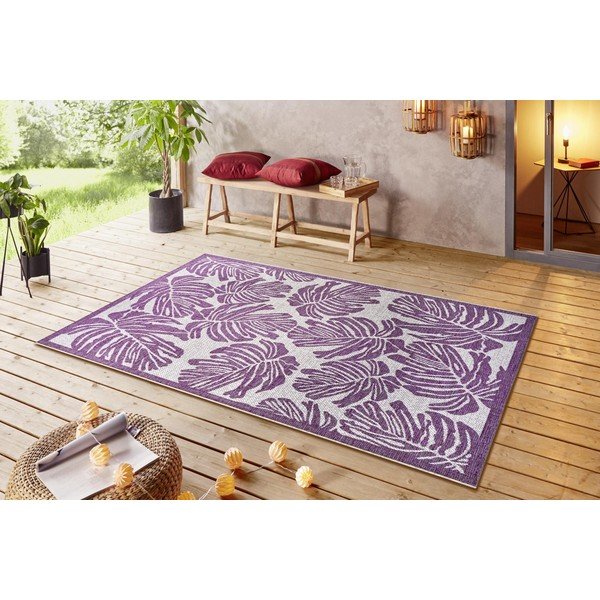 Vijolično-bež zunanja preproga NORTHRUGS Monstera, 140 x 200 cm-image-1