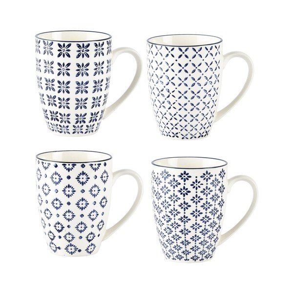 Komplet 4 keramičnih vrčev Villa Collection Pattern Classic, 350 ml