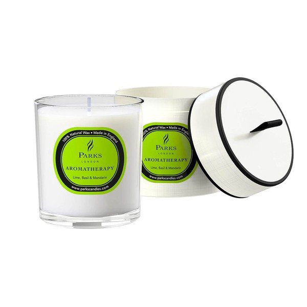Dišeča sveča z vonjem limete, bazilike in mandarine Parks Candles London, čas gorenja 50 ur-image-1