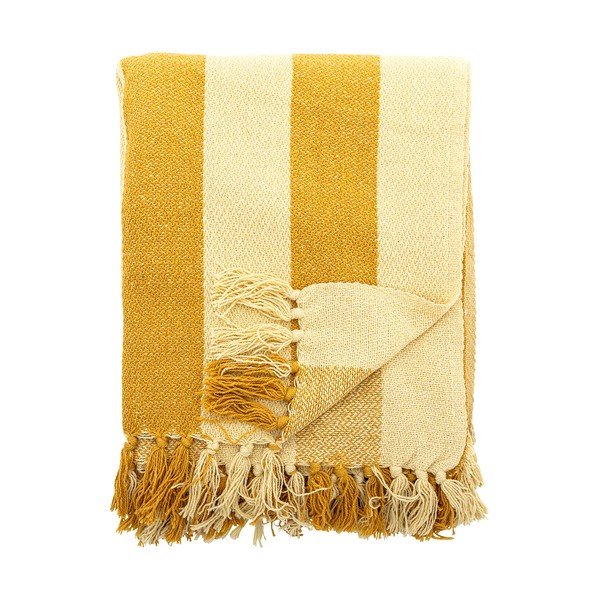 Rumena odeja iz recikliranega bombaža 130x160 cm Frello – Bloomingville