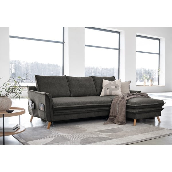 Temno siva raztegljiva kotna sedežna garnitura (desni kot) Charming Charlie – Miuform-image-3