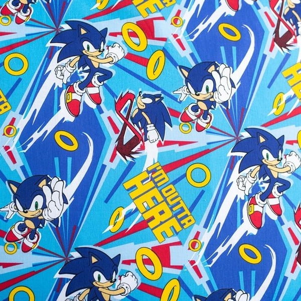 Modra enojna bombažna otroška posteljnina 140x200 cm Sonic "Let´s go" – Jerry Fabrics-image-4