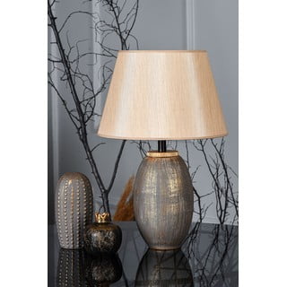 Siva/bež namizna svetilka s tekstilnim senčilom (višina 46 cm) – Opviq lights