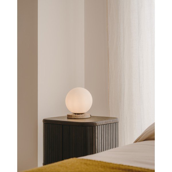 Bela namizna svetilka s steklenim senčnikom (višina 22 cm) Malachi – Kave Home-image-1