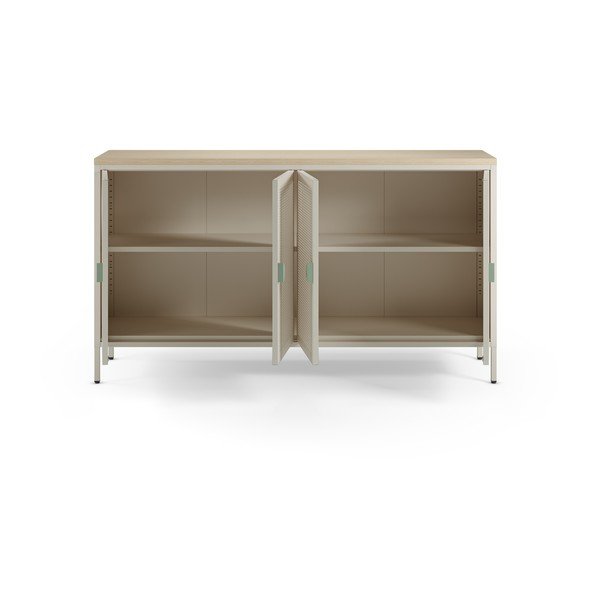 Kremno bela/v naravni barvi kovinska omarica 160x90x40 cm Sayla – Marckeric-image-2