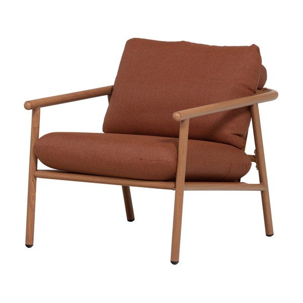 Kovinski/oblazinjen vrtni fotelj v barvi terakote Cavero – WOOOD