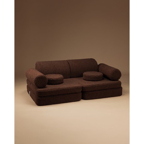 Temno rjava otroška blazina za sedenje iz tkanine bouclé Warm Hazel – Wigiwama-image-1