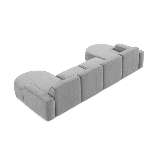 Svetlo siva kotna sedežna garnitura iz šenilje (v obliki črke "U") Omao – Makamii-image-3