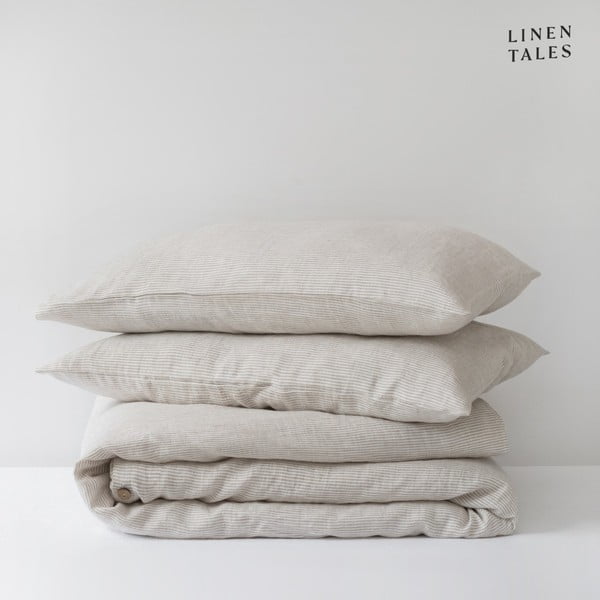 Bela/bež enojna lanena posteljnina 135x200 cm – Linen Tales