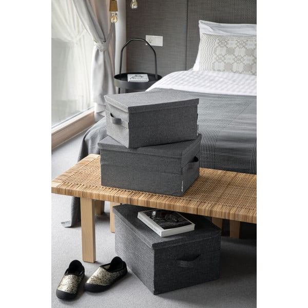 Siva tekstilna škatla za shranjevanje s pokrovom 35x26x19 cm Soft Storage – Bigso-image-4