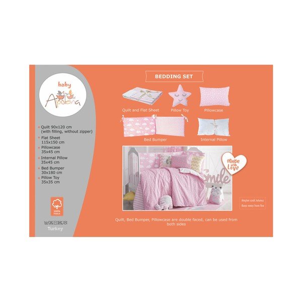 Roza bombažna otroška posteljnina z rjuho za enojno posteljo Mike & Co. NEW YORK Carino, 90 x 120 cm-image-3