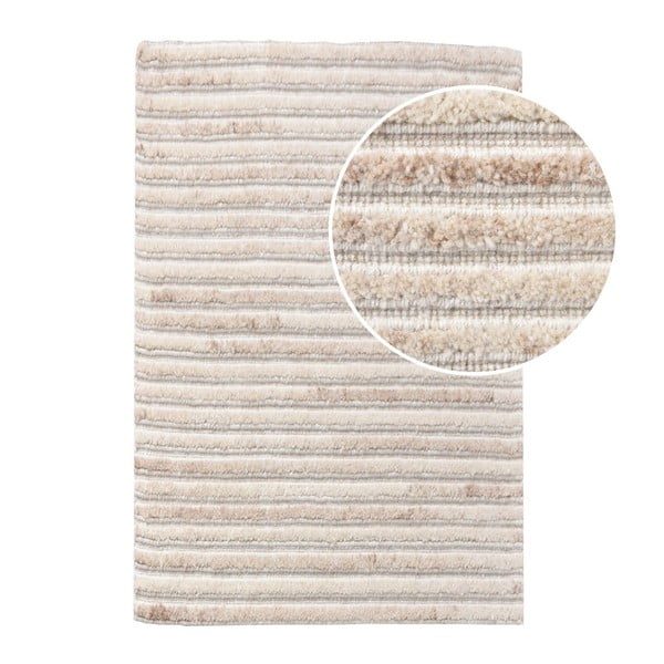 Kremno bela ročno tkana volnena preproga 60x90 cm Mango – House Nordic