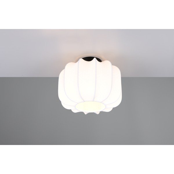 Bela kovinska stropna svetilka s tekstilnim senčilom ø 25 cm Madleine – Reality-image-1