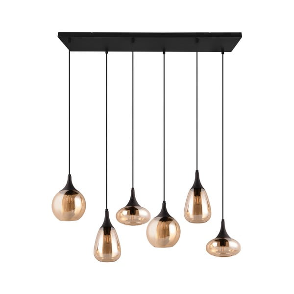 Črna/oranžna viseča svetilka s steklenim senčnikom Lumina – Trio-image-4