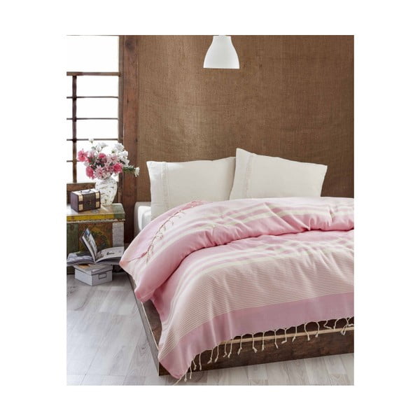 Lahka posteljna pregrinjala Hereke Pink, 200 x 235 cm