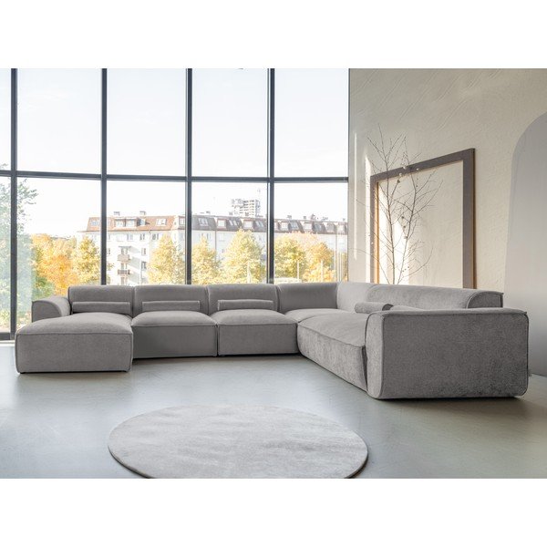 Svetlo siva kotna sedežna garnitura (desni kot/v obliki črke "U") Flex Felix – Miuform-image-1