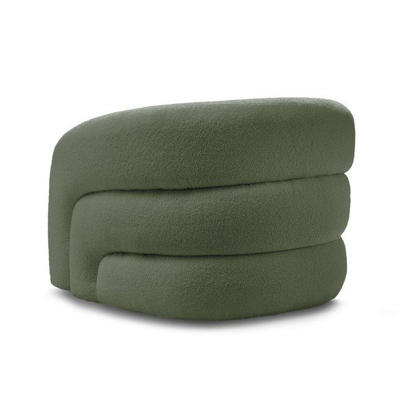 Zelen vrtljiv fotelj iz tkanine bouclé Elina – Bobochic Paris-image-4