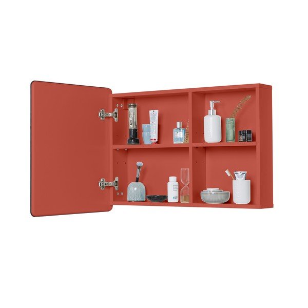 Rdeča stenska/z ogledalom kopalniška omarica 80x58 cm Color Bath – Tom Tailor-image-4
