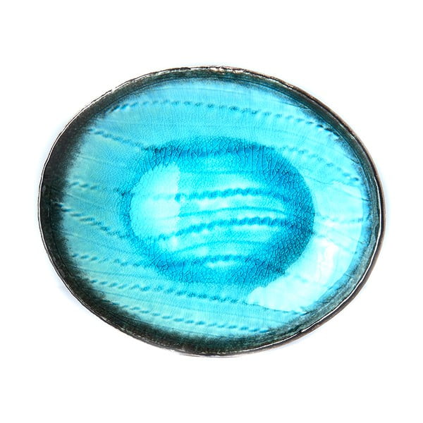 Moder keramičen ovalni krožnik MIJ Sky, 24 x 20 cm